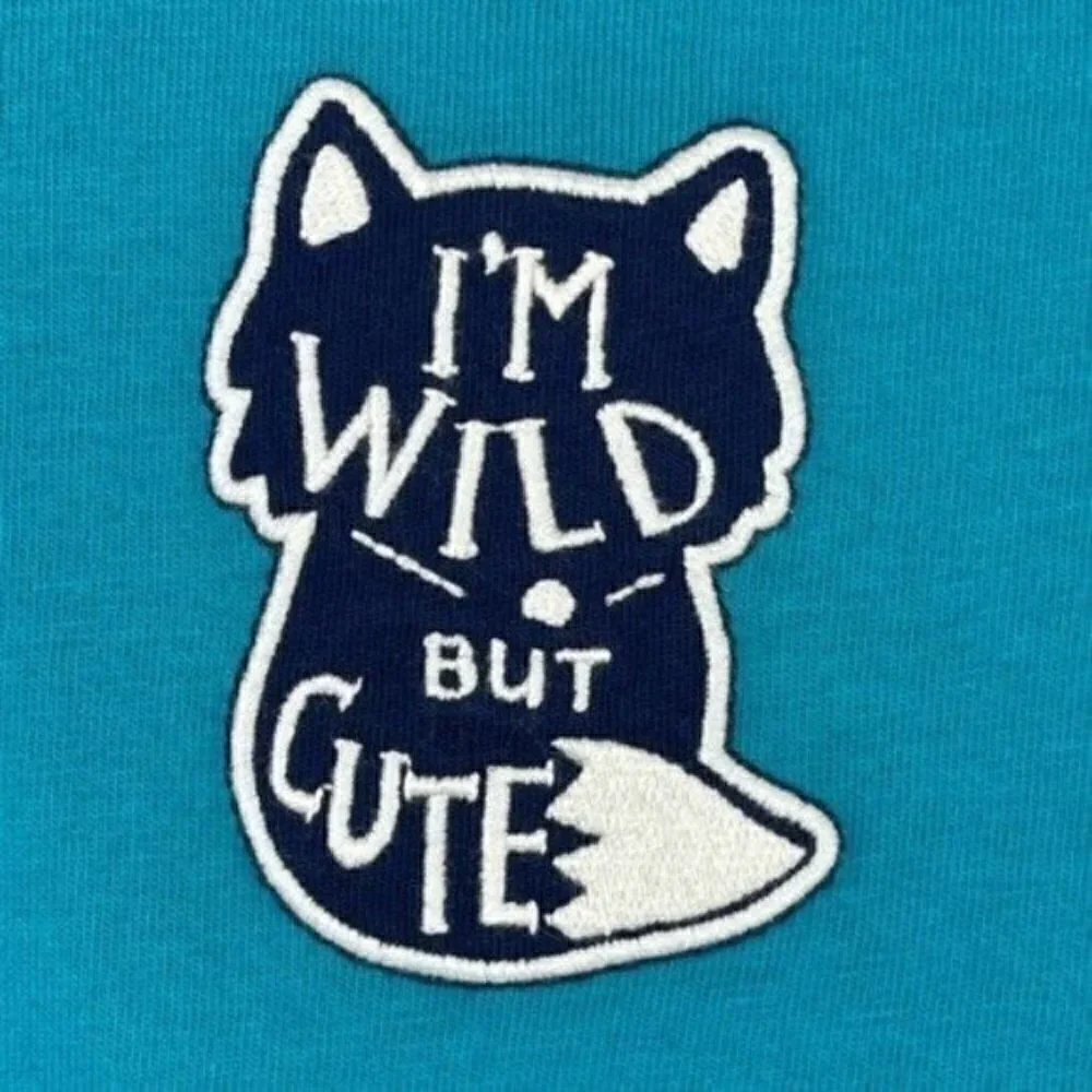 I’M WILD BUT CUTE Fox short sleeve baby t-shirt Tee size 3-6 months teal & blue